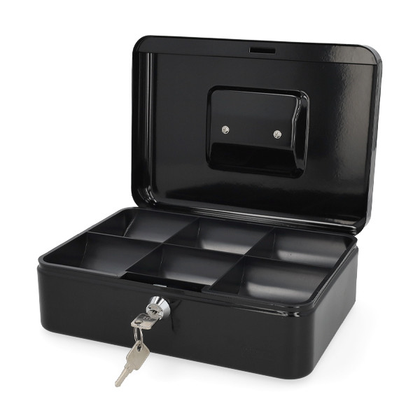 123inkt stalen geldkist zwart (25 x 19,1 x 9 cm) 302942 - 2