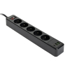 123inkt stekkerdoos met 5 stopcontacten en 3 USB zwart (2 meter) 390029 - 1
