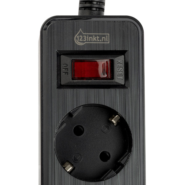 123inkt stekkerdoos met 5 stopcontacten en 3 USB zwart (2 meter) 390029 - 2