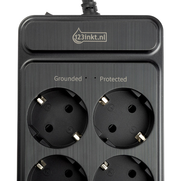 123inkt stekkerdoos met 6 stopcontacten en 4 USB zwart (2 meter) 390030 - 2