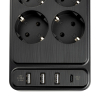 123inkt stekkerdoos met 6 stopcontacten en 4 USB zwart (2 meter) 390030 - 3