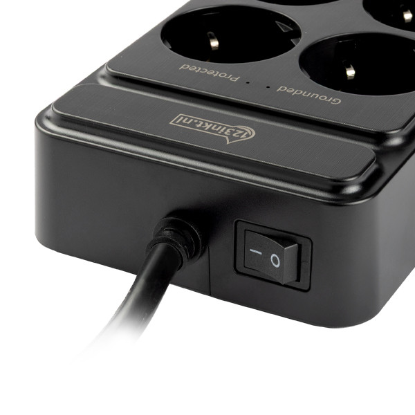 123inkt stekkerdoos met 6 stopcontacten en 4 USB zwart (2 meter) 390030 - 4