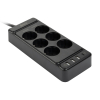 123inkt stekkerdoos met 6 stopcontacten en 4 USB zwart (2 meter) TP-FS4U6E-C 390030 - 1
