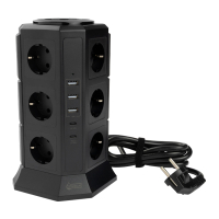 123inkt stekkerdoos toren met 12 stopcontacten en 5 USB zwart (2 meter) TP-VA5U12E-PD 390027