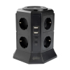 123inkt stekkerdoos toren met 8 stopcontacten en 4 USB zwart (2 meter) TP-VA4U8E-PD 390026 - 2