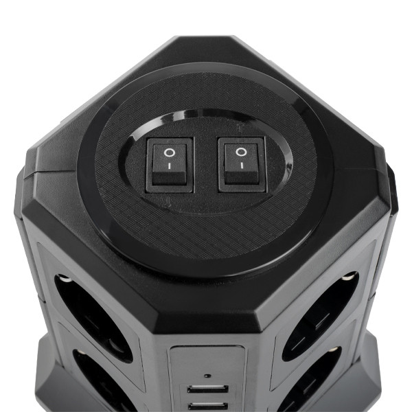123inkt stekkerdoos toren met 8 stopcontacten en 4 USB zwart (2 meter) TP-VA4U8E-PD 390026 - 4