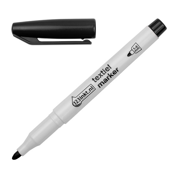 123inkt textielmarker zwart (1 - 3 mm rond) 300840 - 1