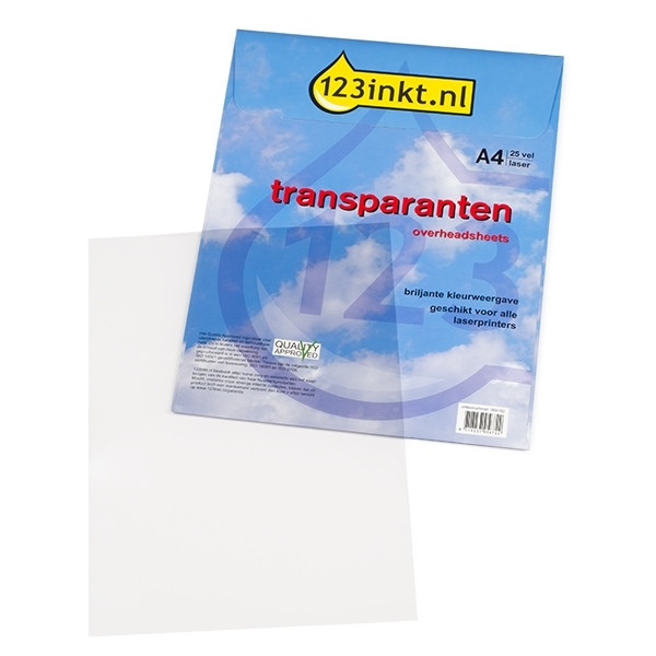 Publiciteit na school Verscheidenheid 123inkt transparanten voor laserprinters (25 bladen) 123inkt.nl