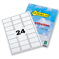 123inkt universele etiketten A4 63,5 x 33,9 mm wit (600 etiketten) FSC® Mix Credit 4500C J8159-10C J8159-25C J8159-40C L7159-40C 060309