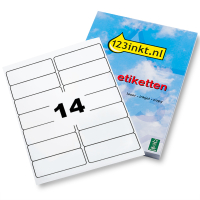 123inkt universele etiketten A4 99, 1 x 38,1 mm wit (1.400 etiketten) FSC® Mix Credit HER4678C J8163-100C L7163-100C 060301