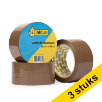 123inkt verpakkingstape bruin 38 mm x 66 m (3 rollen)