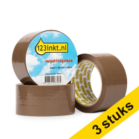 123inkt verpakkingstape bruin 50 mm x 66 m (3 rollen)