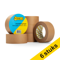 123inkt verpakkingstape bruin papier 50 mm x 50 m (6 rollen)