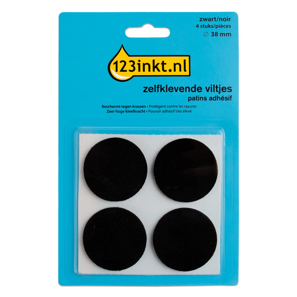 123inkt vloerglijders rond zwart 38 mm (4 stuks) 301011 - 1
