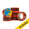 123inkt waarschuwingstape 'Fragile' oranje 50 mm x 66 m (6 rollen)