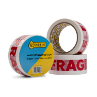 123inkt waarschuwingstape 'Fragile' wit 50 mm x 66 m (3 rollen)