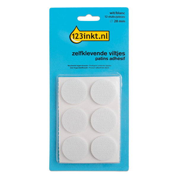 123inkt zelfklevende viltjes rond wit 28 mm (12 stuks) FP-28R 301008 - 1