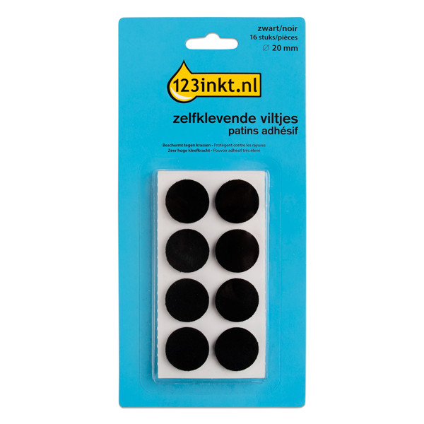 123inkt zelfklevende viltjes rond zwart 20 mm (16 stuks) FP-20R 301005 - 1