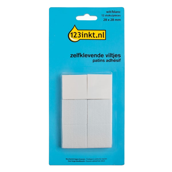 123inkt zelfklevende viltjes vierkant wit 28 mm (12 stuks) FP-28S 301010 - 