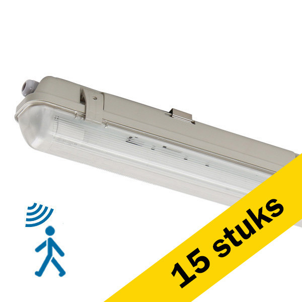 Aanbieding: 15x 123led IP65 TL-armatuur met sensor 60 cm | 4000K | 1100 lumen (7.5W) incl. TL-buis LDR08647 - 1