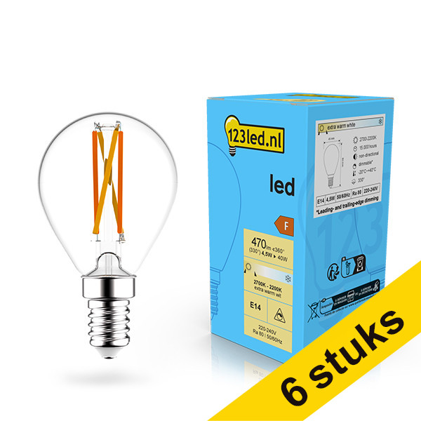 Aanbieding: 6x 123led E14 Filament led-lamp kogel dimbaar 4.5w (40w) LDR02077 - 1