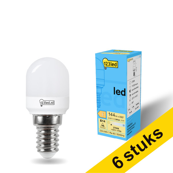Aanbieding: 6x 123led E14 T25 led lamp kogel mat 1.3W (15W) LDR01923 - 1