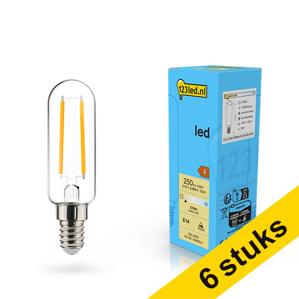Aanbieding: 6x 123led E14 filament led-lamp buis helder 2.5w (25W) LDR02125 - 1