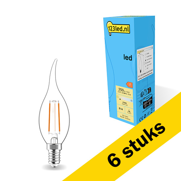 Aanbieding: 6x 123led E14 filament led-lamp sierkaars helder dimbaar 2.8W (25W) LDR01871 - 1