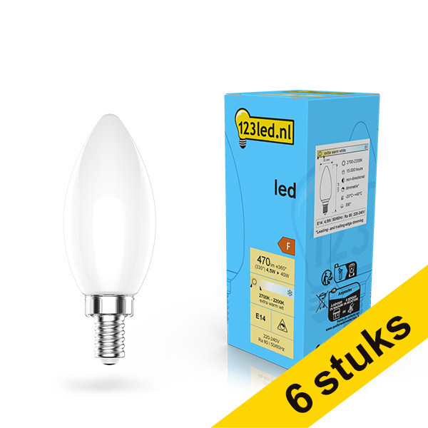 Aanbieding: 6x 123led E14 led-lamp kaars mat dimbaar 4.5w (40w) LDR02081 - 1