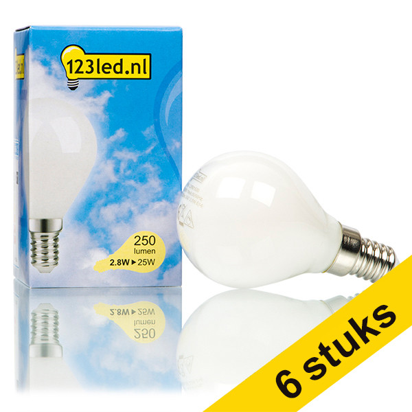 Aanbieding: 6x 123led E14 led-lamp kogel mat dimbaar 2.8W (25W) LDR01621 - 1