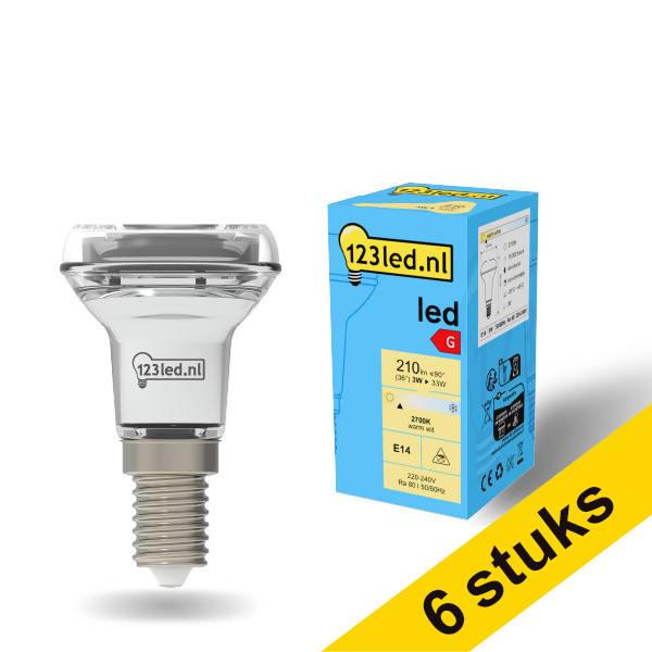 Aanbieding: 6x 123led E14 led-lamp reflector R50 3W (33W) LDR01919 - 1