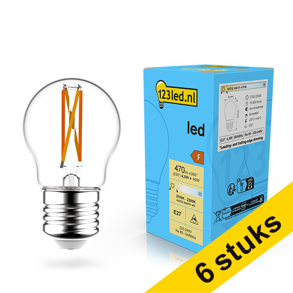 Aanbieding: 6x 123led E27 Filament led-lamp kogel dimbaar 4.5w (40w) LDR02079 - 1