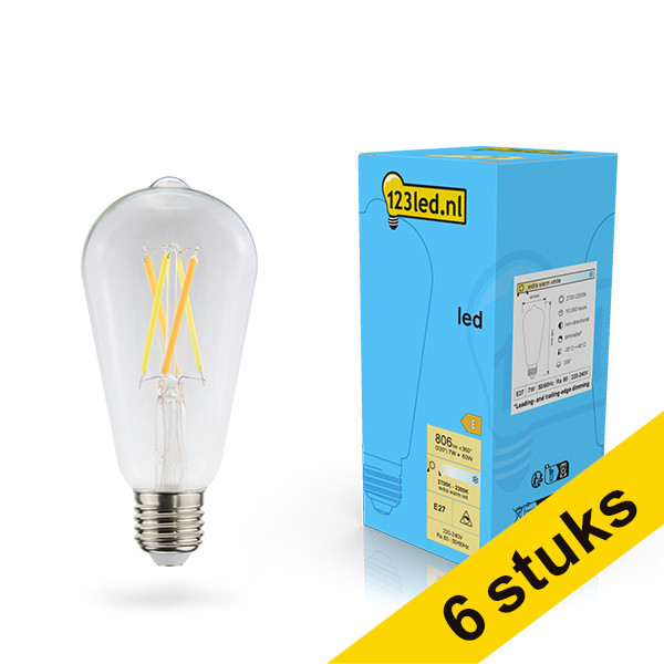 Aanbieding: 6x 123led E27 filament led-lamp edison dimbaar 7w (60w) LDR02119 - 1