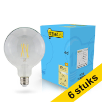 Aanbieding: 6x 123led E27 filament led-lamp globe G125 dimbaar 7w (60w)