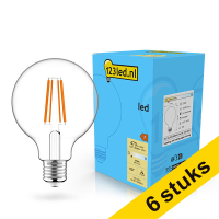 Aanbieding: 6x 123led E27 filament led-lamp globe G95 dimbaar 4.5w (40w)