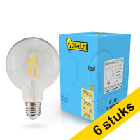 Aanbieding: 6x 123led E27 filament led-lamp globe G95 dimbaar 7w (60w)