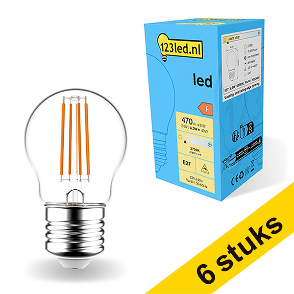 Aanbieding: 6x 123led E27 filament led-lamp kogel dimbaar 4.5W (40W) LDR01831 - 1