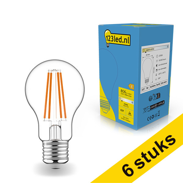 Aanbieding: 6x 123led E27 filament led-lamp peer 7W (60W) LDR01791 Aanbieding: 6x 123led E27 filament led-lamp peer 7W (60W) LDR01791 - 1