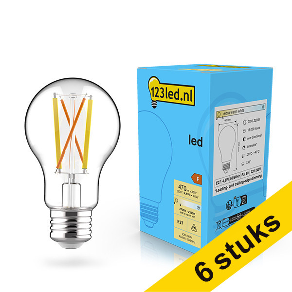 Aanbieding: 6x 123led E27 filament led-lamp peer dimbaar 4.5w (40w) LDR02087 - 1