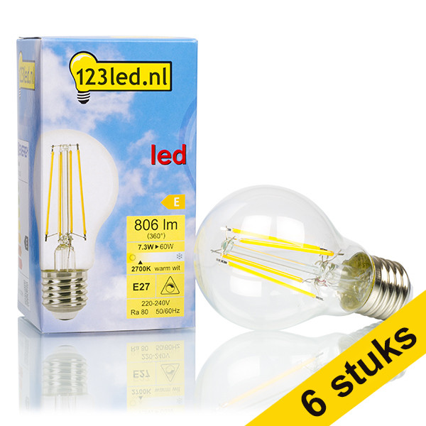 Aanbieding: 6x 123led E27 filament led-lamp peer dimbaar 7.3W (60W) LDR01603 - 1