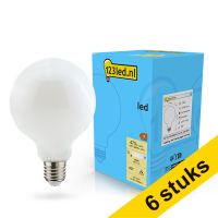 Aanbieding: 6x 123led E27 led-lamp globe G95 mat dimbaar 4.5w (40w)