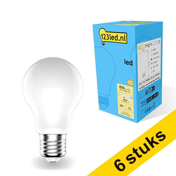 Aanbieding: 6x 123led E27 led-lamp peer mat dimbaar 7W (60W) LDR01785 - 1