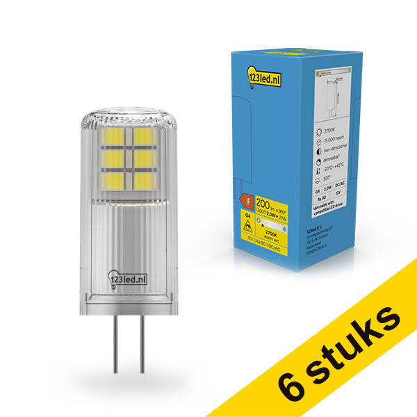 Aanbieding: 6x 123led G4 LED capsule SMD 2700K Dimbaar 2W (21W) LDR02351 - 1