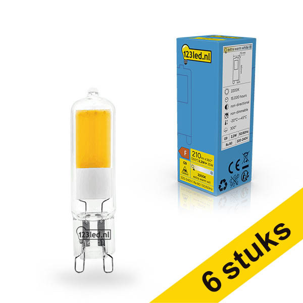 Aanbieding: 6x 123led G9 LED capsule COB Helder 2200K 2.2W (25W) LDR02417 - 1