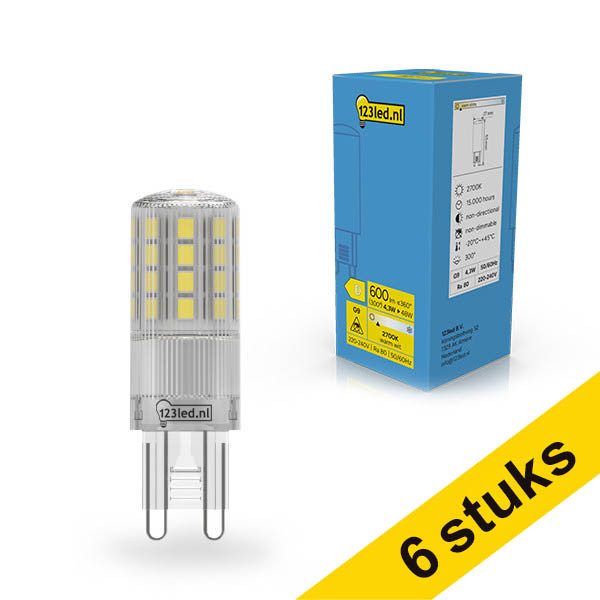 Aanbieding: 6x 123led G9 LED capsule SMD Helder 2700K 4.3W (48W) LDR02329 - 1