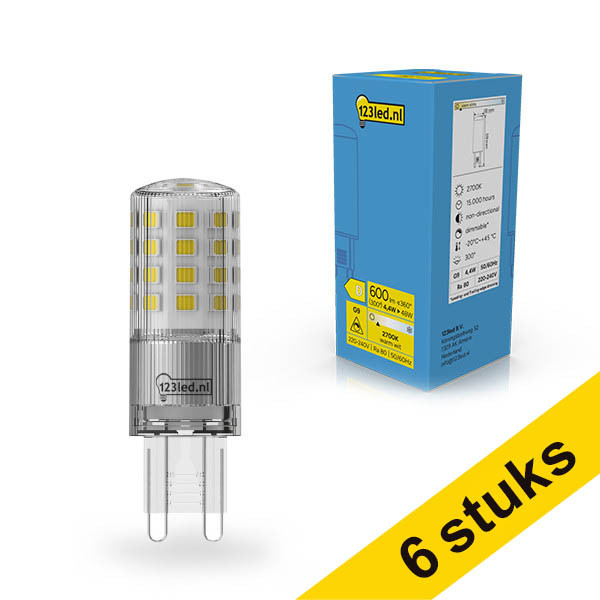 Aanbieding: 6x 123led G9 LED capsule SMD Helder 2700K Dimbaar 4.4W (48W) LDR02335 - 1