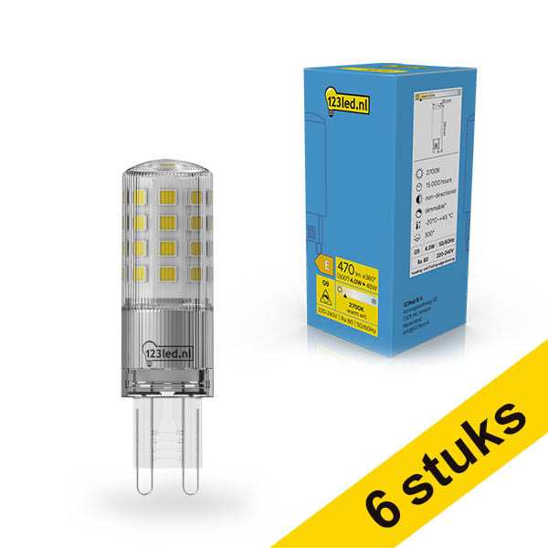 Aanbieding: 6x 123led G9 LED capsule SMD Helder 2700K Dimbaar 4W (40W) LDR02331 - 1