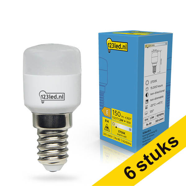 Aanbieding: 6x 123led LED lamp E14 | Buis T26 | Mat | 2700K | 1.3W (16W) LDR02367 - 1