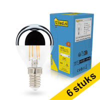 Aanbieding: 6x 123led LED lamp E14 | Kogel G45 | Kopspiegel | Zilver | 2700K | Dimbaar | 4.5W