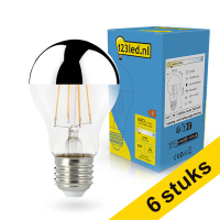 Aanbieding: 6x 123led LED lamp E27 | Peer A60 | Kopspiegel | Zilver | 2700K | Dimbaar | 7W LDR02247